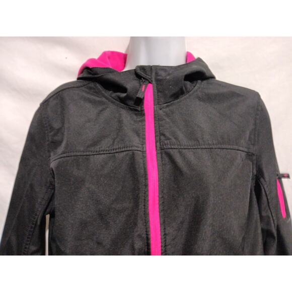 FreeTech Size M 8-10 Black Long Sleeve Hooded Zip Front Jacket Pocket - Picture 1 of 9